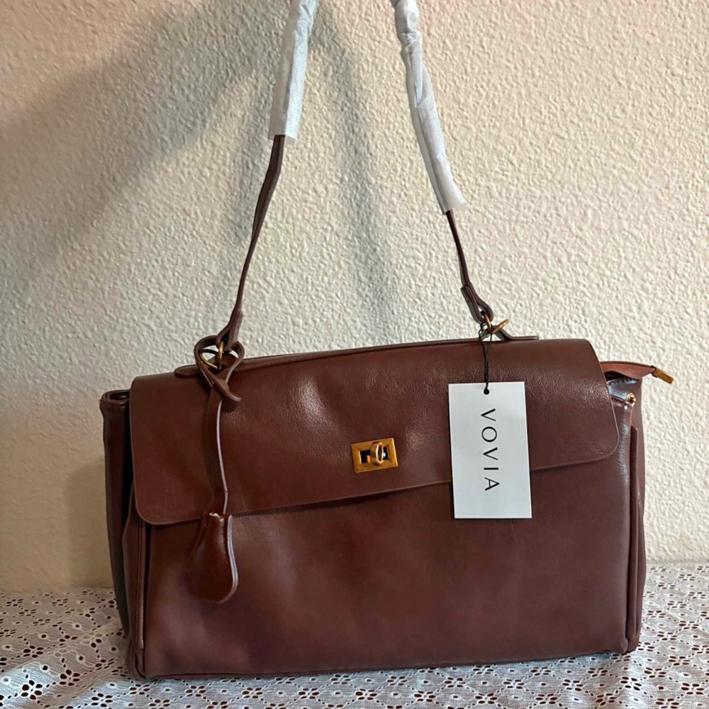 Vovia chocolate brown vegan leather bag